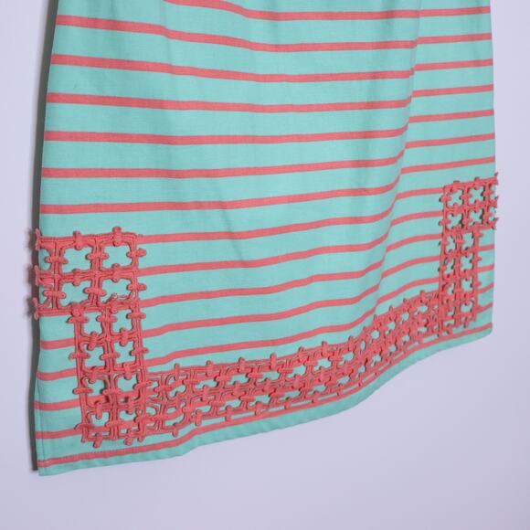 SAIL TO SABLE Coral Embroidered Tunic Dress Mint Stripe Collared Women's XS - Picture 6 of 12